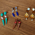 Brass and gemstones earrings