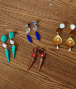 Brass and gemstones earrings
