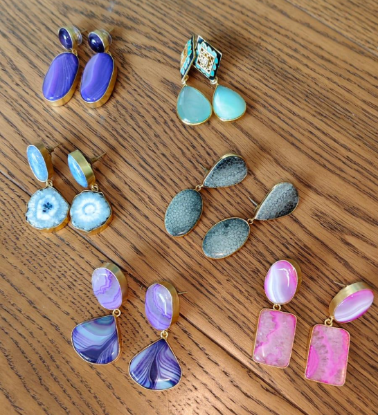 Brass and Gemstones earrings