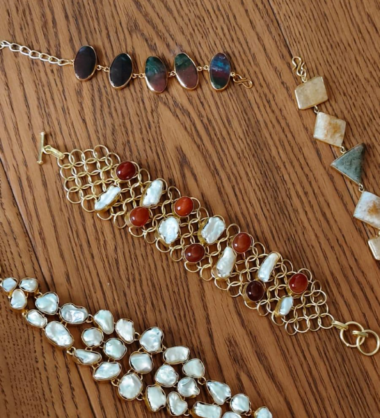 Brass and Gemstones bracelet